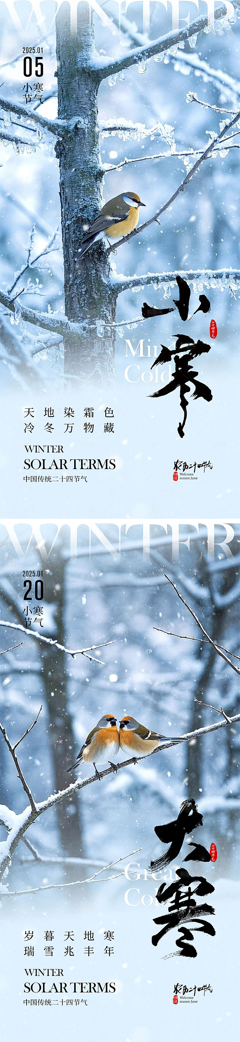 小寒大寒节气海报