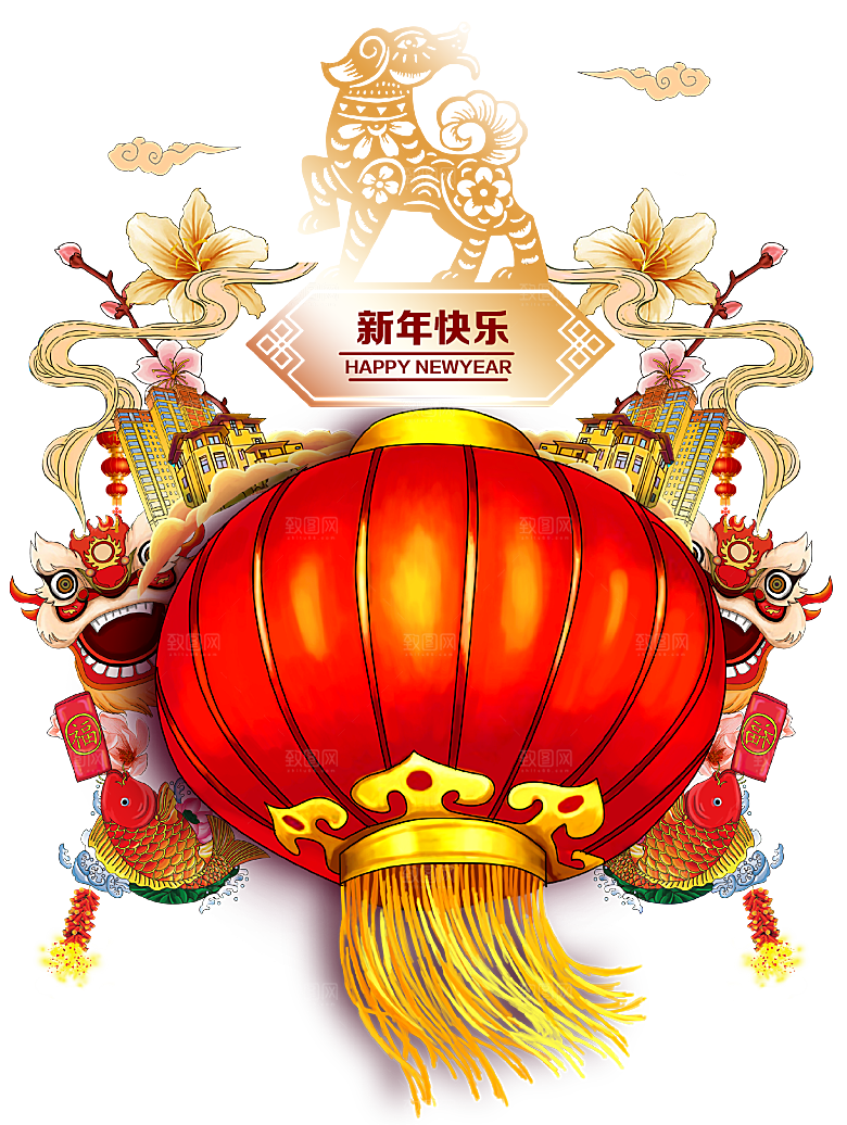 喜庆新年节日灯笼元素素材