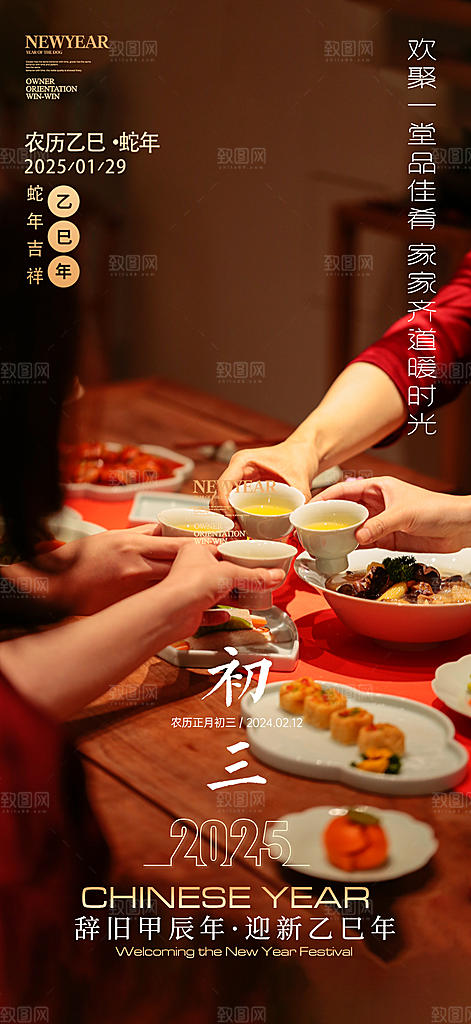 春节年俗摄影风地产海报