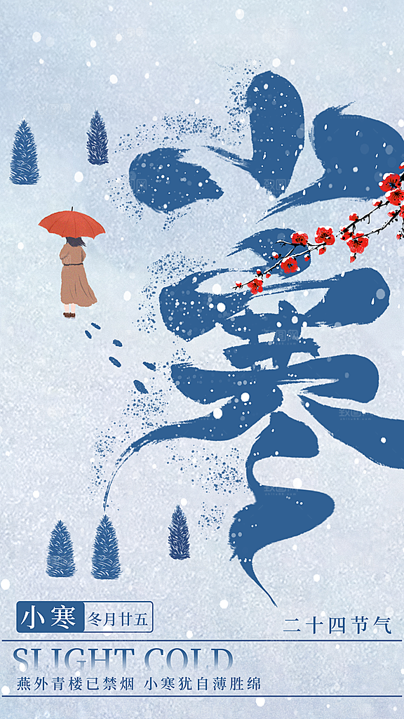 小寒节气简约大气海报
