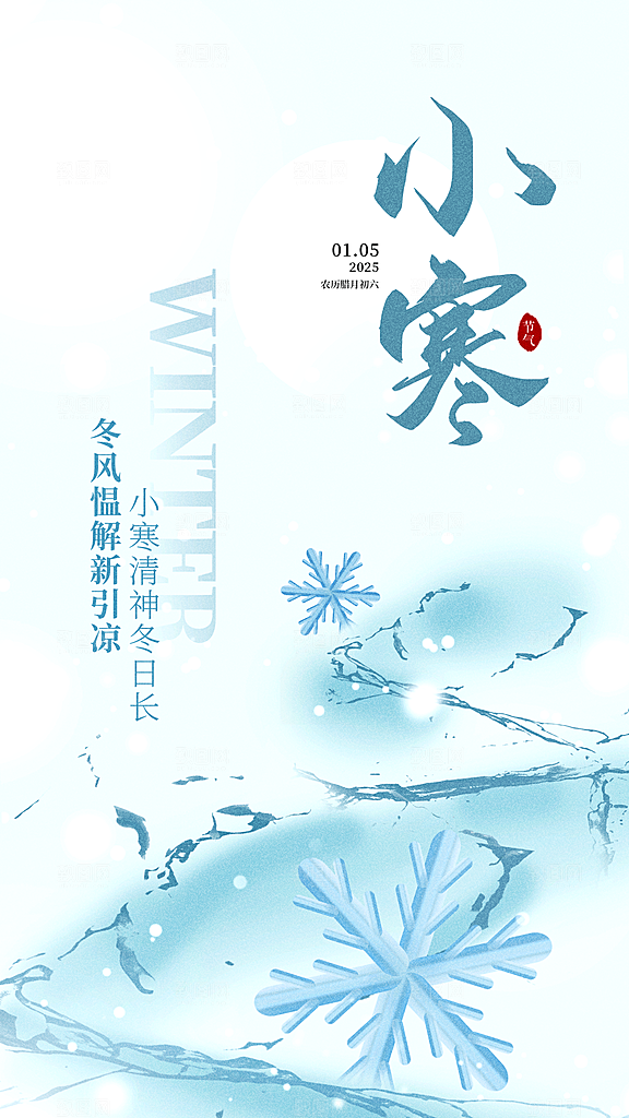 小寒节气简约大气海报