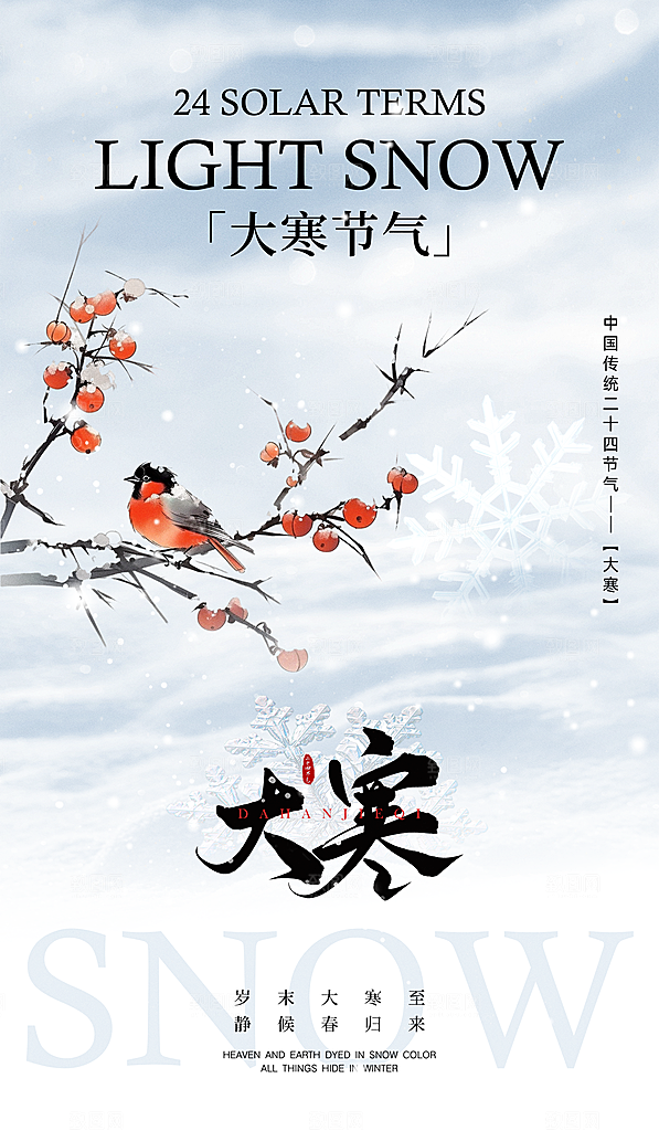 小寒大寒节气简约大气海报