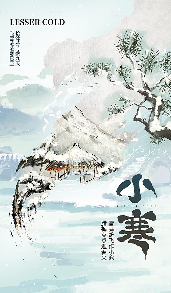 小寒大寒节气简约大气海报
