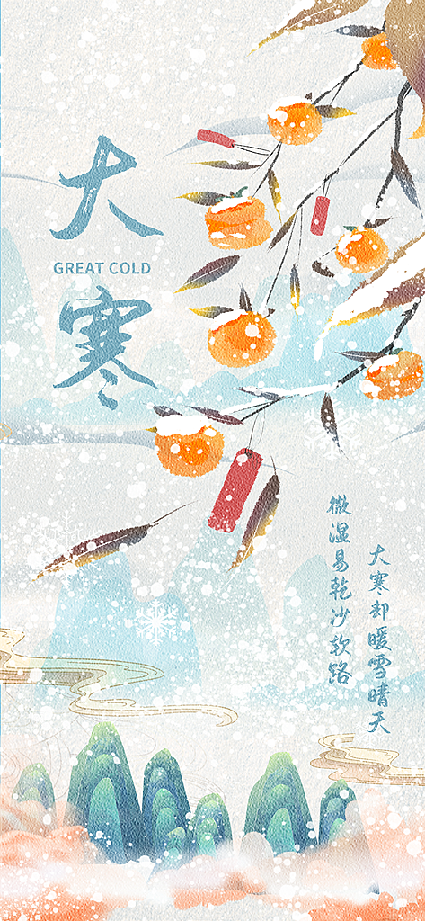 传统节气小寒大寒海报模版