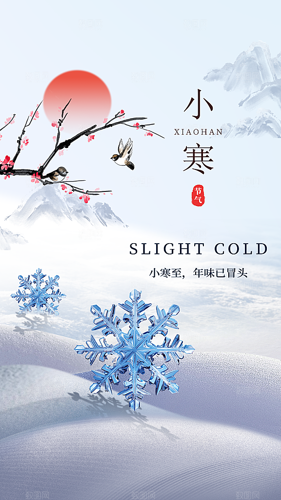 传统节气小寒海报模版