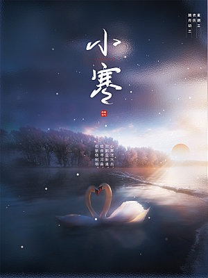 小寒节气简约大气海报