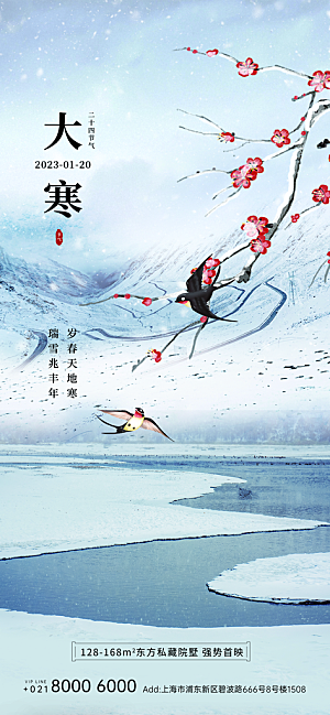 大寒节气简约大气海报