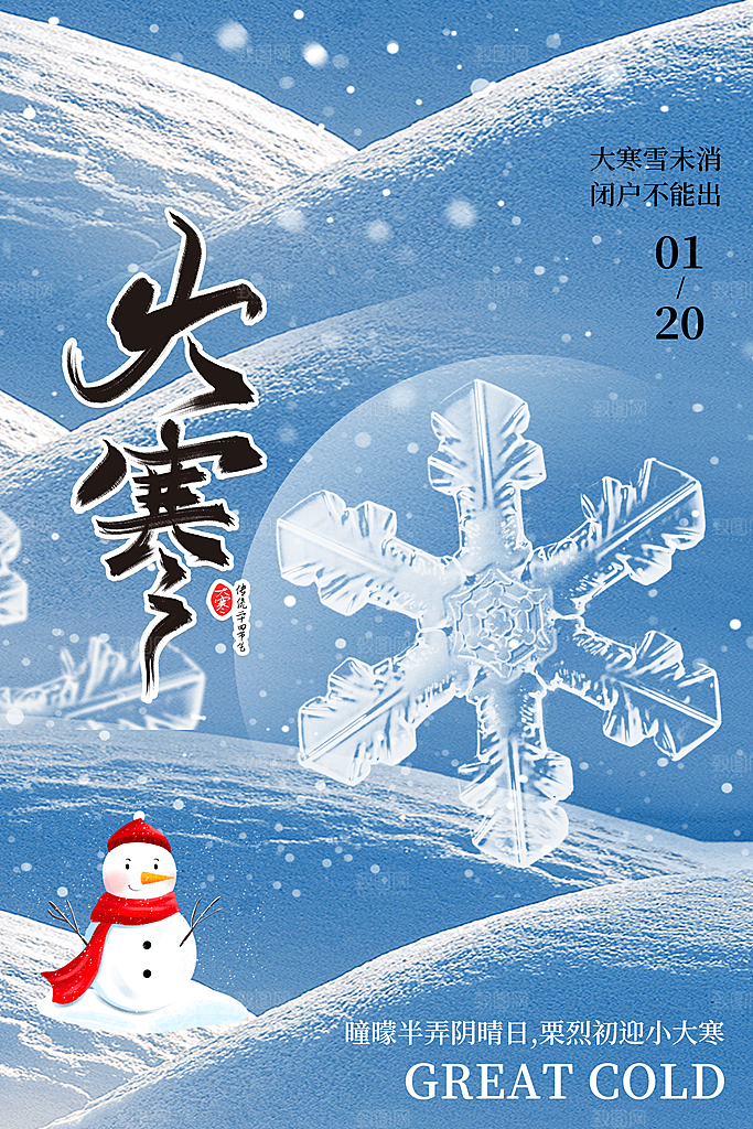 大寒节气简约大气海报