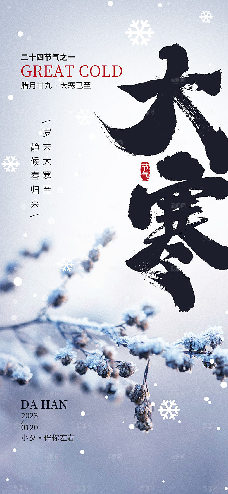大寒节气简约大气海报