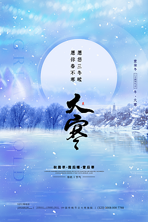 大寒节气简约大气海报