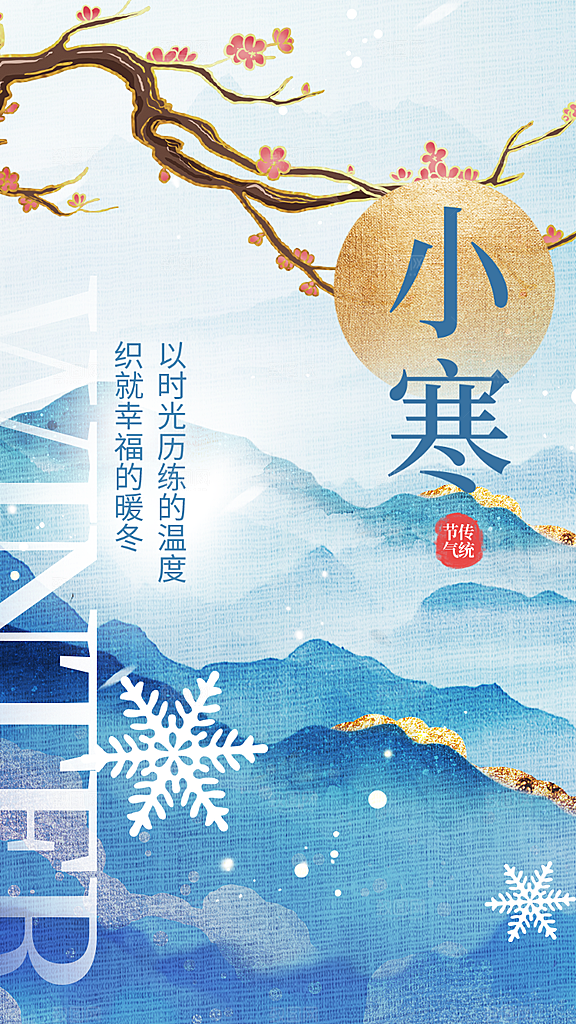 24节气节日节庆小寒宣传海报