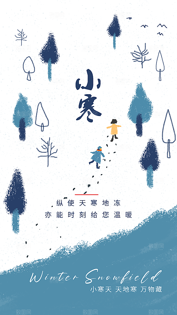 24节气节日节庆小寒宣传海报