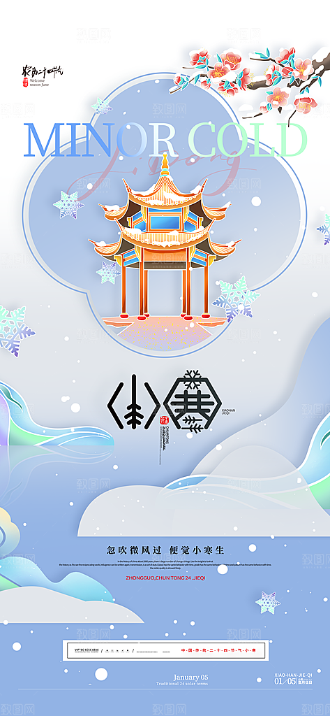 24节气节日节庆小寒宣传海报