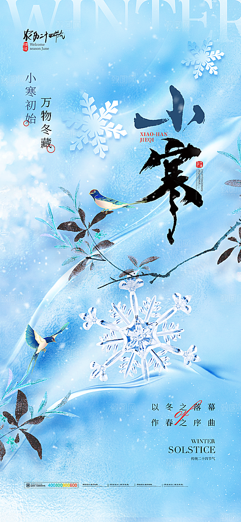 24节气节日节庆小寒宣传海报