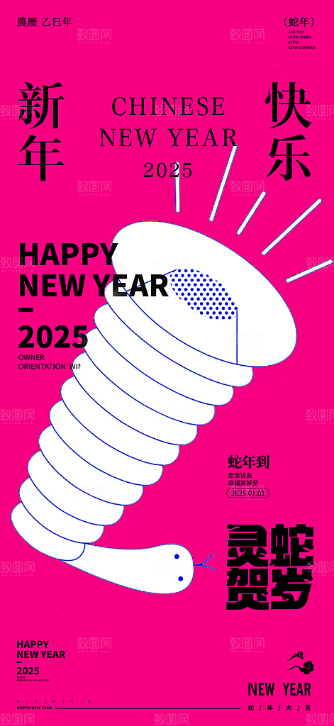 2025蛇年新年创意宣传海报