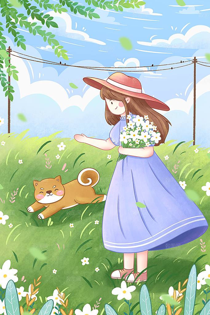 二十四节气中国传统节日立夏插画海报