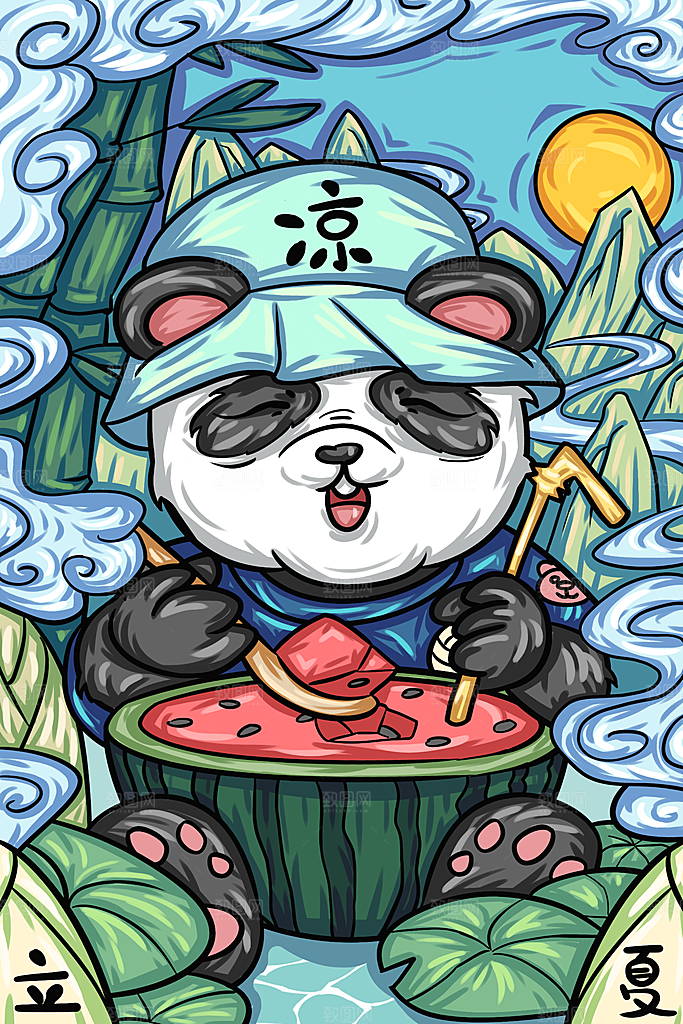 二十四节气中国传统节日立夏插画海报