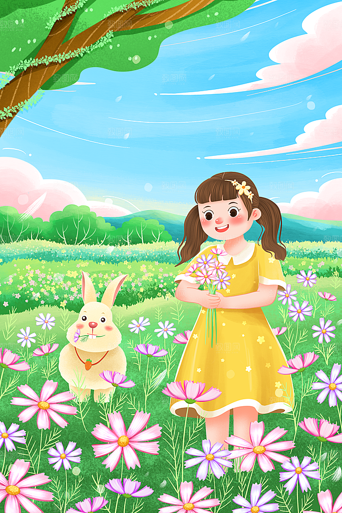 二十四节气中国传统节日立夏插画海报