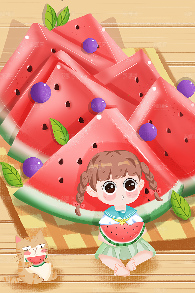 二十四节气中国传统节日立夏插画海报