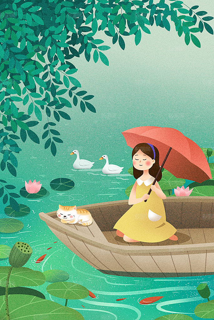 二十四节气中国传统节日立夏插画海报