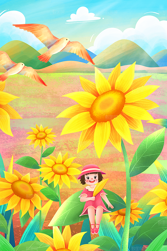 二十四节气中国传统节日立夏插画海报