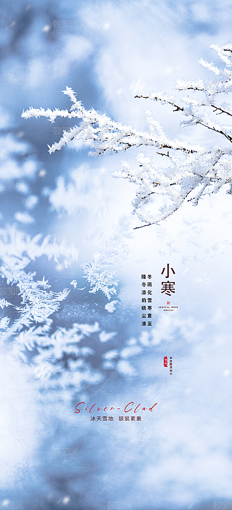 中国传统节气小寒手机海报