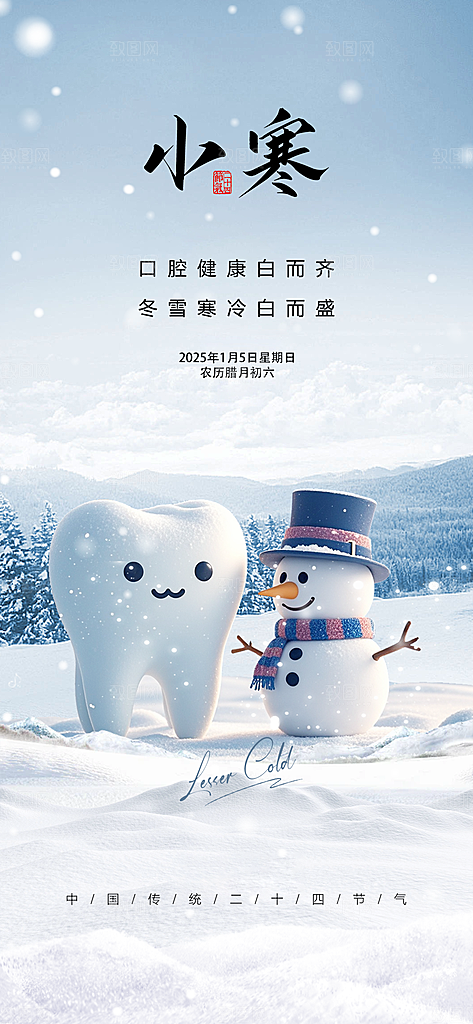 中国传统节气小寒手机海报