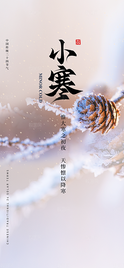 中国传统节气小寒手机海报