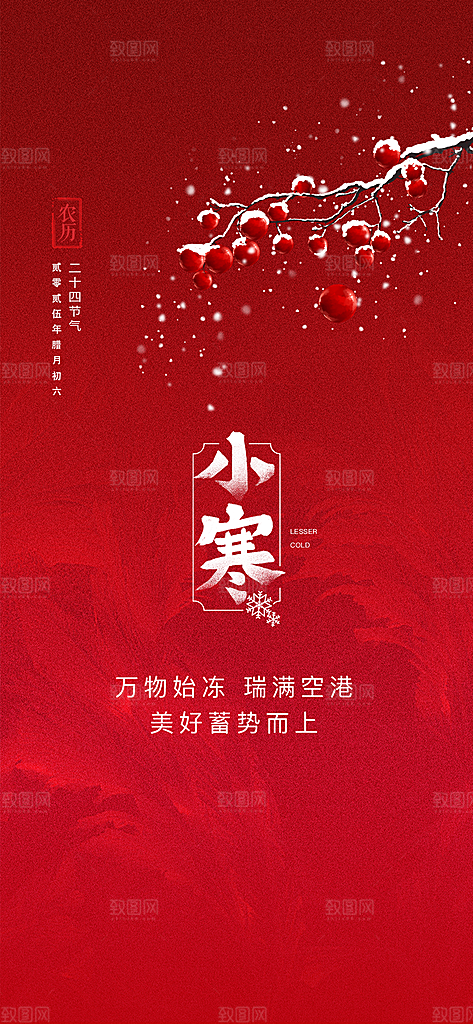 中国传统节气小寒手机海报