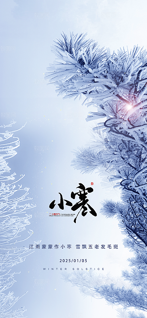 中国传统节气小寒手机海报
