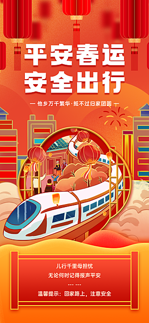 春运春节平安春运回家过年宣传PSD海报