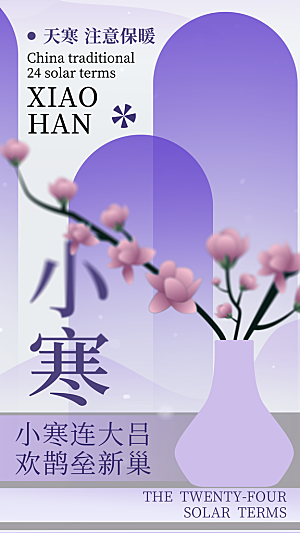 中国传统二十四节气小寒节气冬季宣传海报