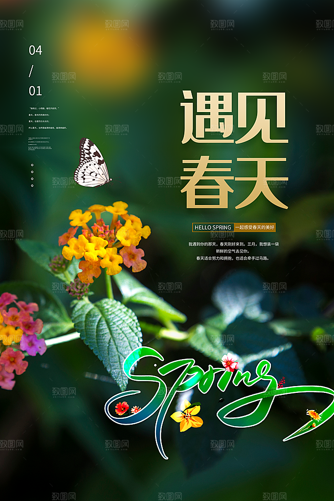 你好春天赏花立春春游踏青春季花开海报