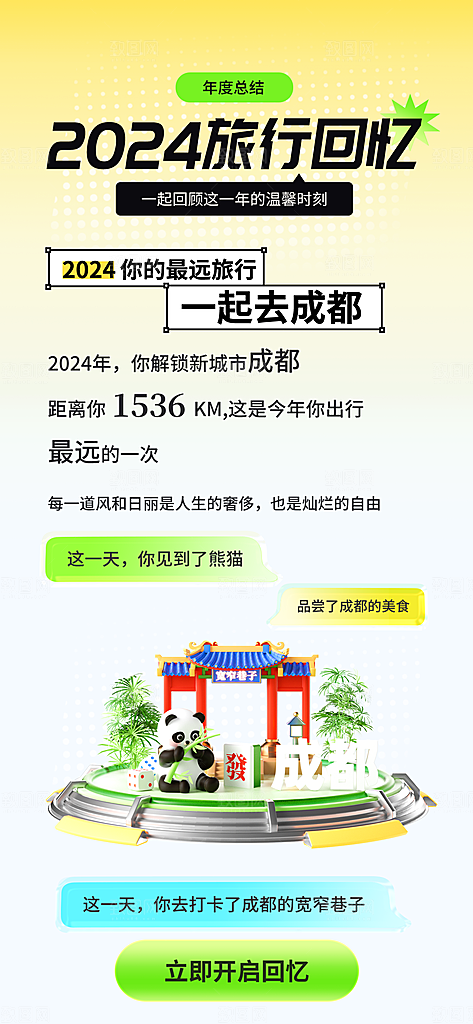 年度回顾年终报告全年末总结手机H5海报