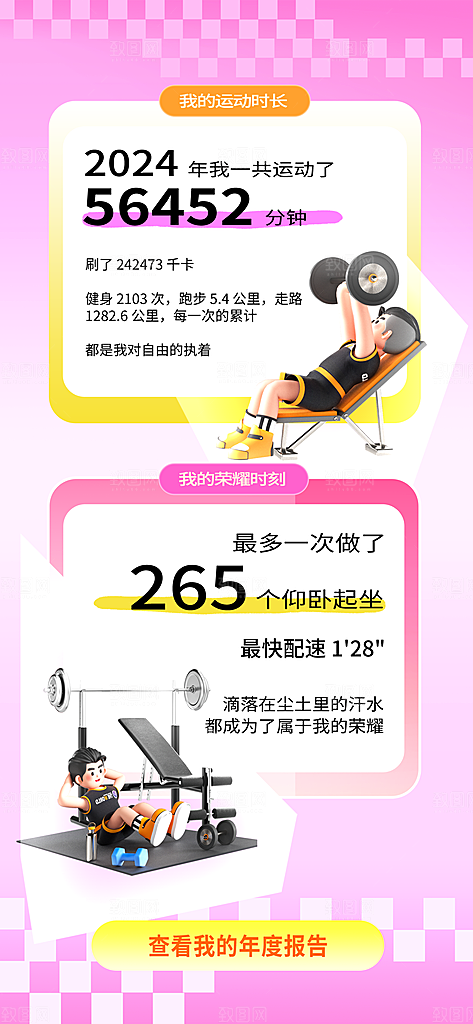 年度回顾年终报告全年末总结手机H5海报