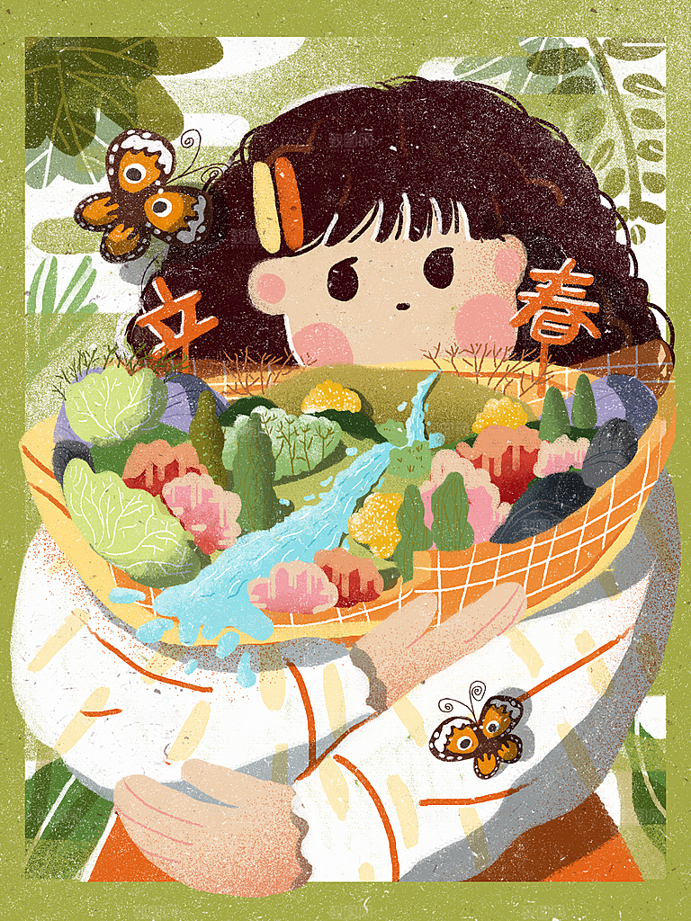 传统节气立春插画海报模版