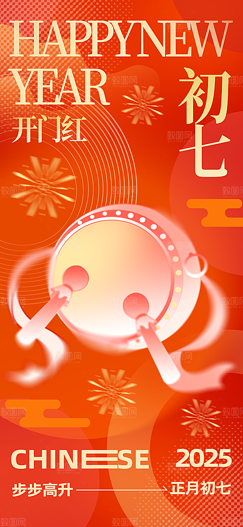 清新蛇年春节习俗宣传海报