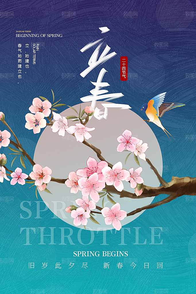 传统节气立春海报模版