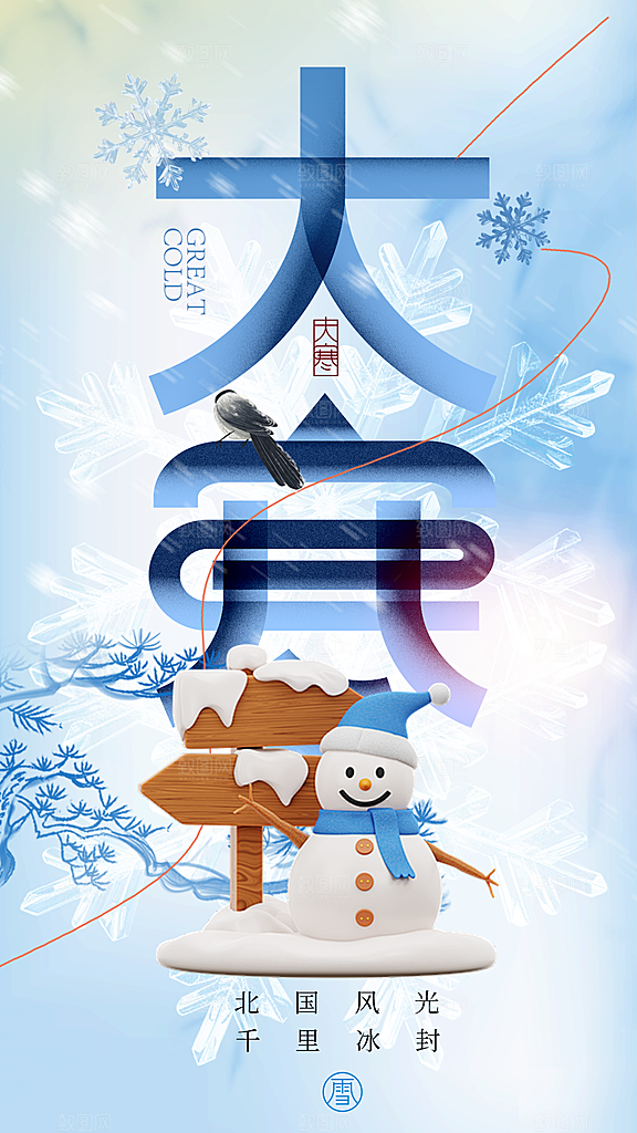 高端大寒节气宣传海报