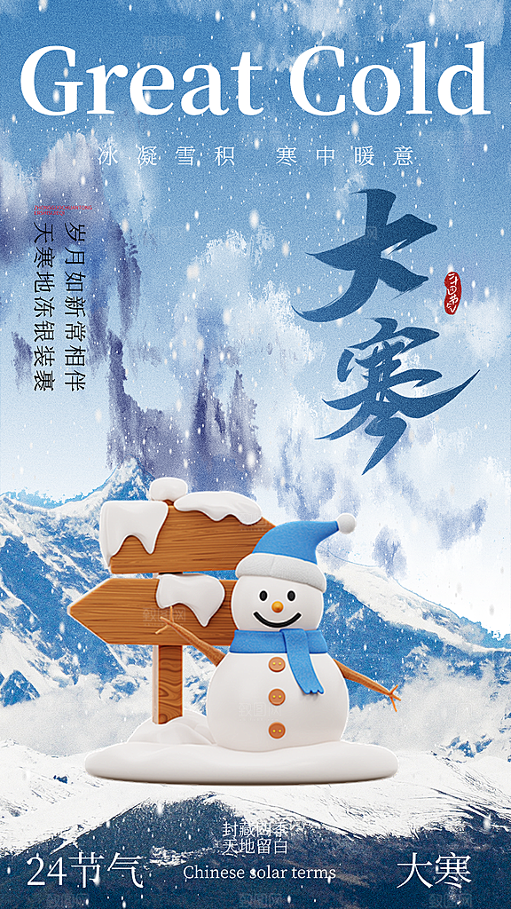 高端大寒节气宣传海报