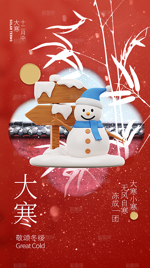 高端大寒节气宣传海报