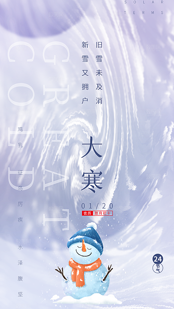 时尚大寒节气宣传海报