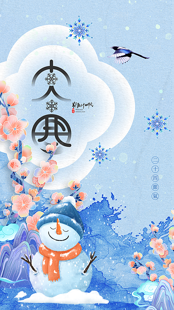 时尚大寒节气宣传海报