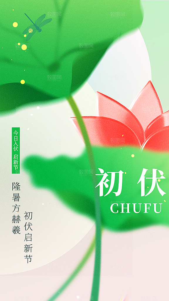 三伏天夏天中医养生三伏贴初伏中伏末伏海报