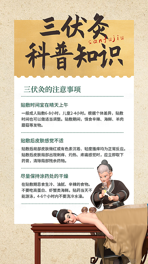 三伏天夏天中医养生三伏贴初伏中伏末伏海报