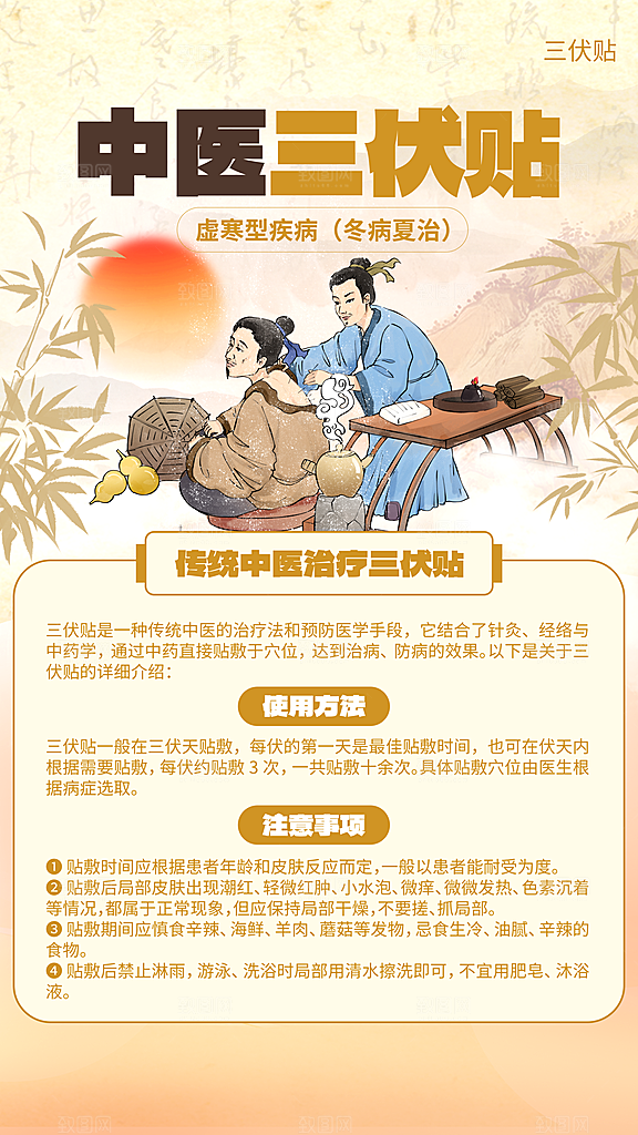 三伏天夏天中医养生三伏贴初伏中伏末伏海报