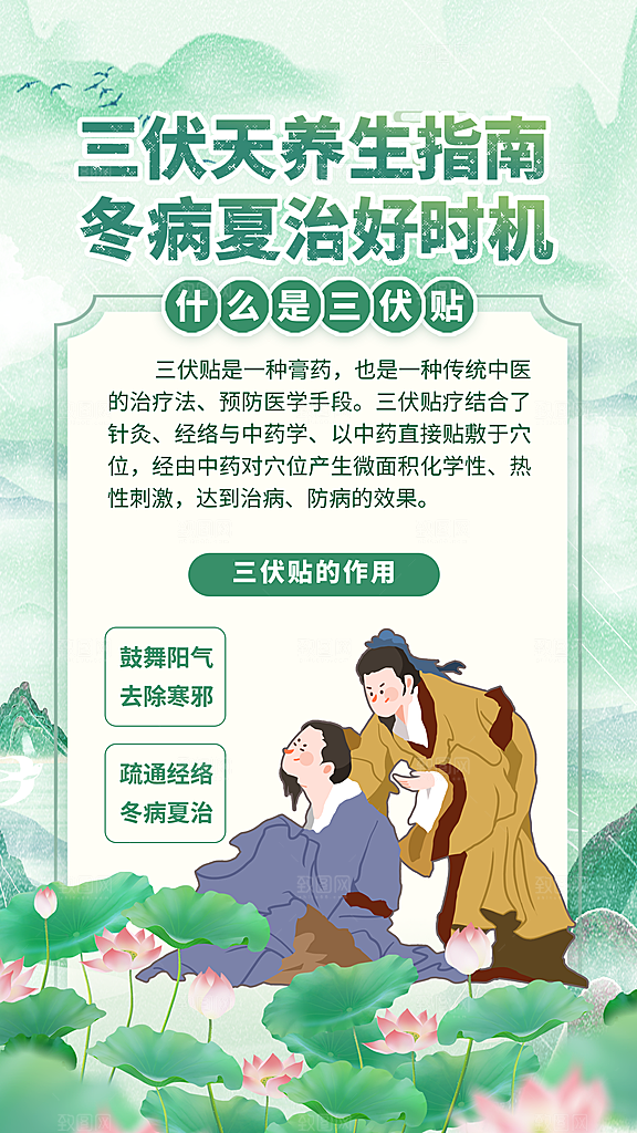 三伏天夏天中医养生三伏贴初伏中伏末伏海报