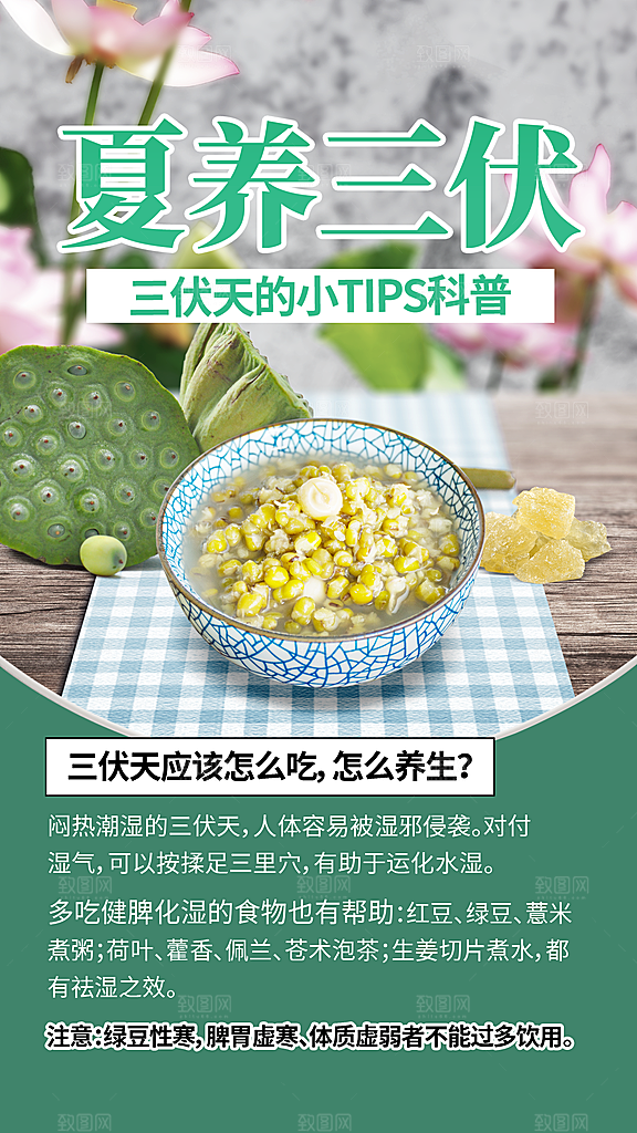 三伏天夏天中医养生三伏贴初伏中伏末伏海报