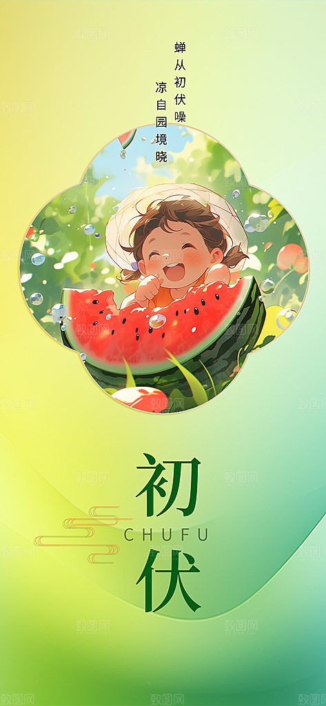 三伏天夏天中医养生三伏贴初伏中伏末伏海报