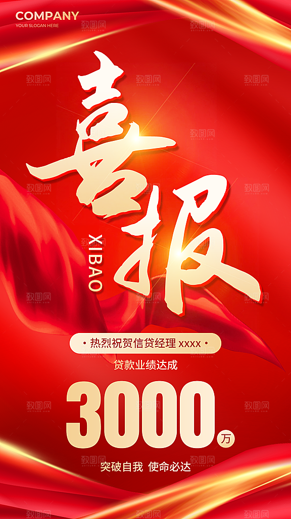 年终红色喜庆战报喜报海报